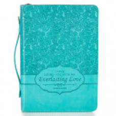 Bible Cover Everlasting Love Turquoise Jeremiah 31:3 - Large Size