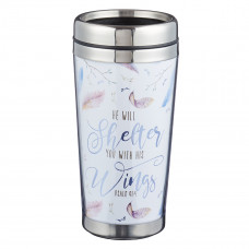 Travel Coffee Mug - He Will Shelter you - Stainless Steel & Polymer