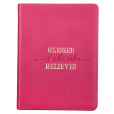 Journal Blessed is she who Believes - Pink Faux Leather Handy-Sized