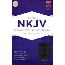 NKJV Large Print Personal Size Reference Bible - Indexed Charcoal LeatherTouch