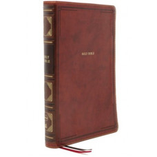 NKJV Large Print Thinline Bible - Brown Leathersoft