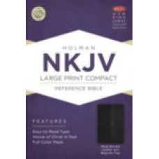 NKJV Large Print Compact Reference Bible (Black Bonded Leather With Magnet Flap)