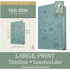 NLT Large Print Thinline Reference Bible Filament Enabled - Floral Leaf Teal Leatherlike