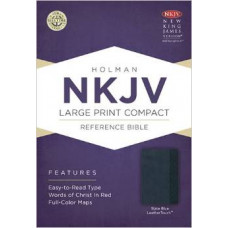 NKJV Large Print Compact Reference Bible -Slate Blue Leather Touch