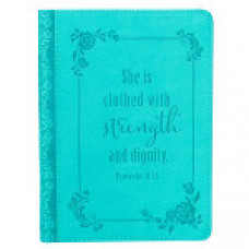 Strength and Dignity  (Prov. 32:25) Turquoise Classic LuxLeather Journal 